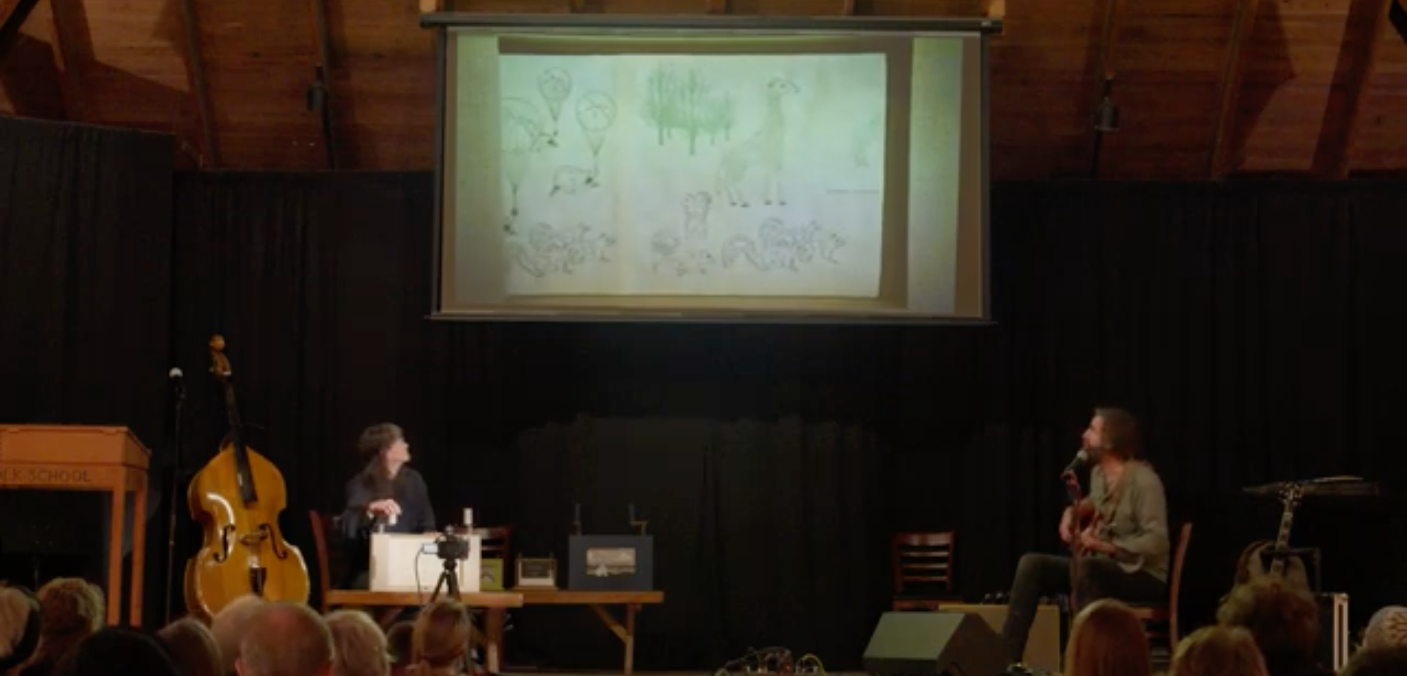 Load video: Jessica White performs The Bad Sparrow crankie with Tyler Ramsey at the John C. Campbell Folk School, Brasstown, NC, Jan. 2025.